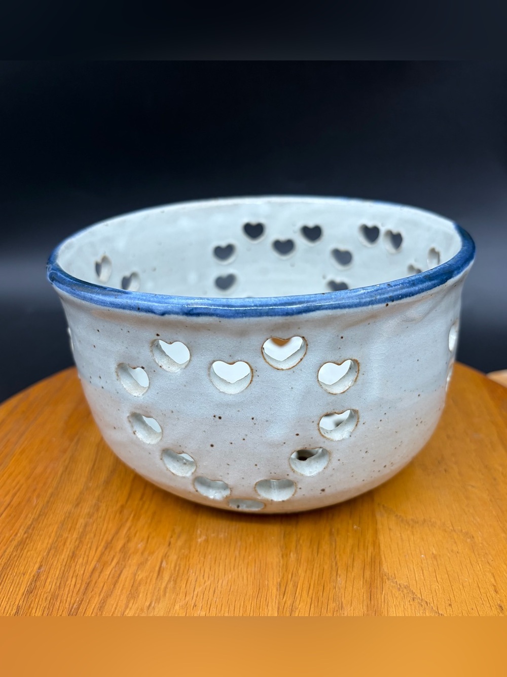 Vintage ‘92 Handmade Ceramic Heart Pottery Orchid Pot Planter Unique 6” Signed